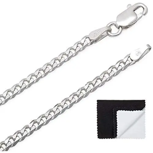 1mm-16mm Solid .925 Sterling Silver Flat Cuban Link Curb Chain Necklace or Bracelet 1mm-16mm Solid .925 Sterling Silver Flat Cuban Link Curb Chain Necklace or Bracelet