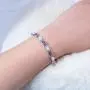 CiNily Adjustable Tennis Bracelet-Oval or Flower Shape White Gold/Sterling Silver Plated Opal Bracelet for Women Girls Gemstone Bracelets