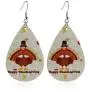 Fall Faux Leather Teardrop Earrings Plaid Pumpkin Sunflower Maple Leaves Acorn Autumn Jewelry Turkey Printed Leather Earrings Thanksgiving Accessory for Women Girl