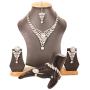 Touchstone Indian Bollywood Intricately Crafted Diamond Look Rhinestone Crystal Colorful Wedding Designer Jewelry Necklace Set in Gold and Silver Tone for Women.