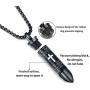 Molike Stainless Steel English Lords Prayer Cross Bullet Pendant Urn Ashes Necklace for Men, 22 Inch Chain