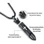 Molike Stainless Steel English Lords Prayer Cross Bullet Pendant Urn Ashes Necklace for Men, 22 Inch Chain