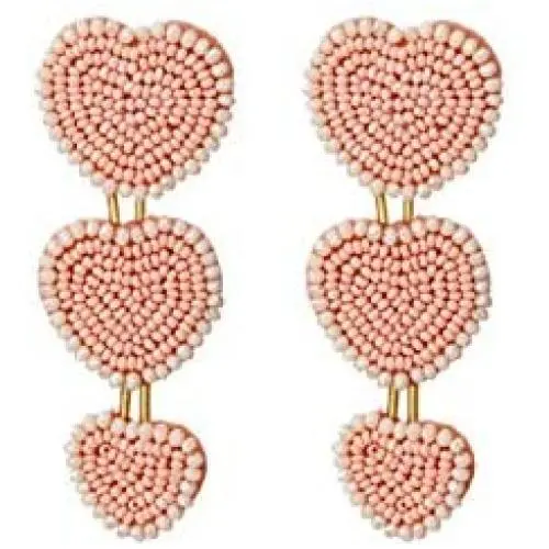 Beaded Heart Dangle Earrings Bohemian Statement Handmade Seed Beads Heart Statement Earrings Ethnic Boho Native Large Heart Beaded Drop Earrings for Women Girls Valentines Day Beaded Heart Dangle Earrings Bohemian Statement Handmade Seed Beads Heart Statement Earrings Ethnic Boho Native Large Heart Beaded Drop Earrings for Women Girls Valentines Day