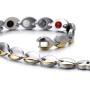 COOLSTEELANDBEYOND Health Function Leaf Link Magnetic Bracelet for Ladies Steel with Magnets Free Link Removal Tool