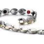 COOLSTEELANDBEYOND Health Function Leaf Link Magnetic Bracelet for Ladies Steel with Magnets Free Link Removal Tool