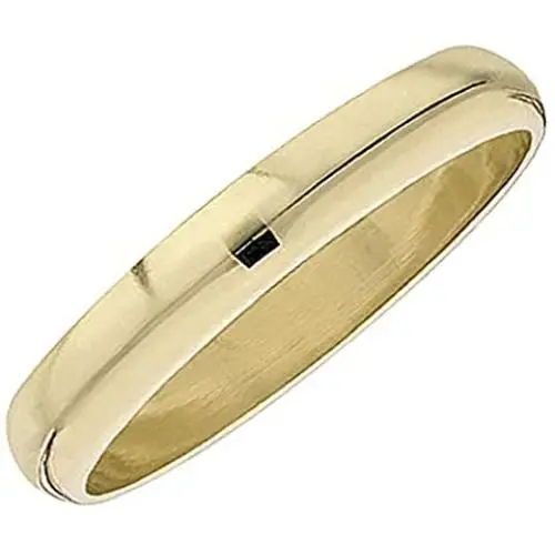 14k Yellow Gold Mens Ladies Unisex Ring Wedding Band 4MM Domed Plain Shiny Polished Traditional Fit (Available in Sizes 5 to 13) size 6