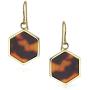 Hexagon Shaped Brown Tortoise Shell Dangle Drop Earrings For Women 14K Gold Plated Stainless Steel
