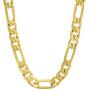 The Bling Factory 6.8mm 14k Yellow Gold Plated Flat Figaro Chain Necklace