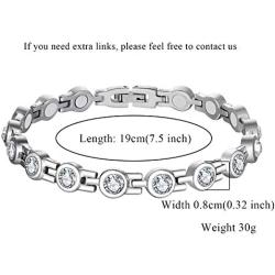 Feraco Magnetic Bracelet for Women Arthritis Pain Relief Titanium Steel Magnetic Therapy Bracelets with Gorgeous Sparkling Cubic Zirconia Costume Jewelry