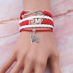 HOLLP Trump 2020 Bracelets for President Trump Infinity Love Bracelet Keep America Great Trump Jewelry Republican Gift For Women Girl