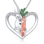 Bunny Necklace for Women 925 Sterling Silver Love Heart Animal Necklaces with CZ Cute Rabbit Pendant Jewelry for Girls Teen.