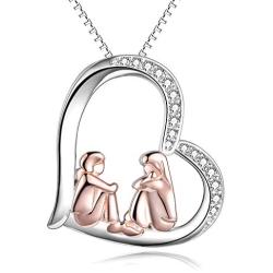 Sister Necklace Sterling Silver Bis Sis Lit Sis Sister Heart Pendant Necklace Birtthday Christmas Jewelry Gifts for Best Friend Sister Female Classmates Women