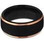 Tungsten Wedding Band Ring 10mm for Men Women Black Rose Yellow Gold Plated Step Edge Brushed Polished