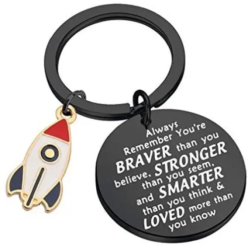 WSNANG Rocket Ship Gifts Keychain You are Braver Stronger Smarter Than You Think Keychain Inspirational Jewelry Astronomy Gift Astronaut Gift WSNANG Rocket Ship Gifts Keychain You are Braver Stronger Smarter Than You Think Keychain Inspirational Jewelry Astronomy Gift Astronaut Gift