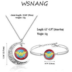 WSNANG Movie Inspired Gift Movie Necklace Movie Bracelet Set Dc Comics Fan Gift