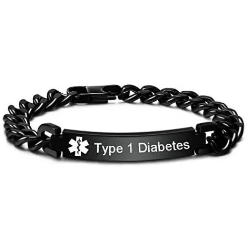Medical Alert ID Bracelet Type 1 Diabetes/Types 2 Diabetes/Epilepsy/Blood Thinner Stainless Steel Bracelet for Men and Women,Free Engraving Custom Information Id Bracelet For Dementia Patients Medical Alert ID Bracelet Type 1 Diabetes/Types 2 Diabetes/Epilepsy/Blood Thinner Stainless Steel Bracelet for Men and Women,Free Engraving Custom Information Id Bracelet For Dementia Patients