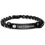 Medical Alert ID Bracelet Type 1 Diabetes/Types 2 Diabetes/Epilepsy/Blood Thinner Stainless Steel Bracelet for Men and Women,Free Engraving Custom Information Id Bracelet For Dementia Patients