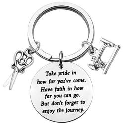 Seamstress Keychain Graduation Gifts Sewing Machine Keychain Dressmaker Tailor Gift Quilter Gift Home Economics Instructor Inspiration Gift Take Pride in How Far You Have Come