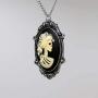 Gothic Lolita Skull Cameo in Pewter Frame Pendant Necklace