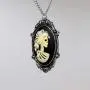 Gothic Lolita Skull Cameo in Pewter Frame Pendant Necklace Gothic Lolita Skull Cameo in Pewter Frame Pendant Necklace