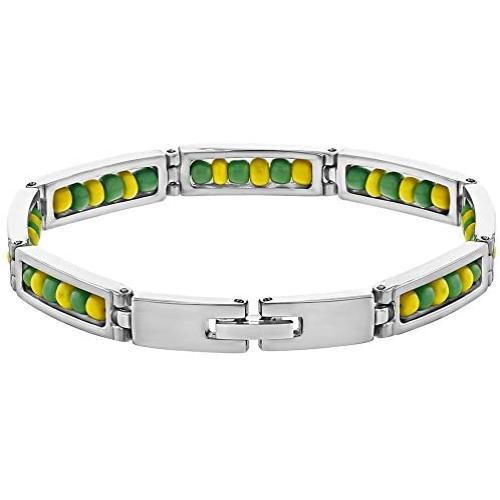 In Season Jewelry Stainless Steel Link Wristband Inside Babalawo Unisex Santeria Orula Bracelet