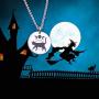 Moon Phase Witchcraft Black Cat Necklace Launar Phase Necklace