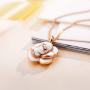 AllenCOCO 18K Gold Plated Enamel Rose Flower Pendant Necklace for Women