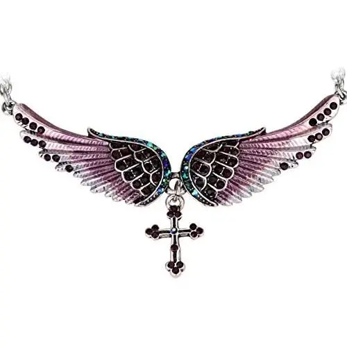 Szxc Jewelry Womens Crystal Guardian Angel Wings Cross Choker Pendant Necklaces 18''+2'' Szxc Jewelry Womens Crystal Guardian Angel Wings Cross Choker Pendant Necklaces 18''+2''