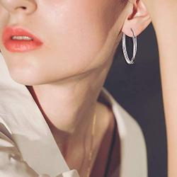 LUHE Silver Hoop Earrings Sterling Silver Circle Endless Big Earrings Hoops Jewelry,Fashion Double Layered Round Circle Clip On Earrings Hoops for Women