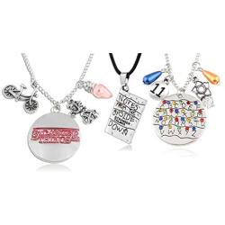 KESOCORAY Stranger Things Charm Necklace Eleven Alphabet Light Demogorgon Halloween Cosplay Movie Jewelry Stylish Silver Collection for Fans