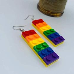 Mall of Style Rainbow Gay Pride Necklace Earrings Bracelet for Men & Women - Unisex Rainbow Jewelry - Plastic Bricks LGBT - Lesbian Gay Bisexual Transgender Jewelry for Men and Women