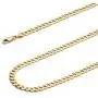 14k REAL Yellow Gold Solid Mens 3.5mm Cuban Curb Chain Necklace with Lobster Claw Clasp