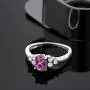 Gem Stone King 925 Sterling Silver Pink Tourmaline and White Topaz Womens Engagement Ring (0.74 Cttw, Available 5,6,7,8,9)
