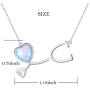 925 Sterling Silver Doctor Nurse Stethoscope Chain Inspired Thoughtful Necklace Created Opal Heart Jewelry Gift for Nursing School Women Girls