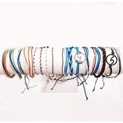Ofeiyaa 13-16 Pcs Wave Beach Party Strand Bracelet Set Handmade Braided Rope Bracelet Colorful Wrist Cord Adjustable Friendship Bohemian Bracelet Handcrafted for Women