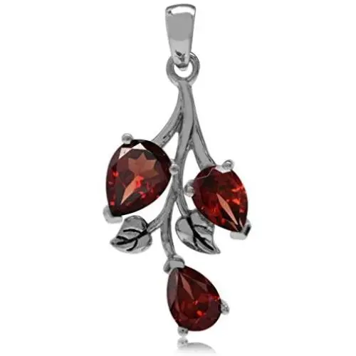 Silvershake 2.85ct. Natural Garnet 925 Sterling Silver Leaf Pendant Silvershake 2.85ct. Natural Garnet 925 Sterling Silver Leaf Pendant