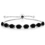 Gem Stone King 925 Sterling Silver Black Onyx Adjustable Tennis Bracelet Earrings Set, 11.60 Total Carat Weight