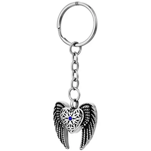 COCO Park Eagle Wing & Love Heart Blue Diamond Cremation Jewelry, Ashes Holder Urns Pendant Keepsake Keychain COCO Park Eagle Wing & Love Heart Blue Diamond Cremation Jewelry, Ashes Holder Urns Pendant Keepsake Keychain