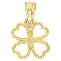 10k Solid Real Gold Four Leaf Clover Pendant, Good Luck Charm Irish Jewelry Gifts