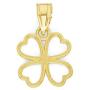 10k Solid Real Gold Four Leaf Clover Pendant, Good Luck Charm Irish Jewelry Gifts