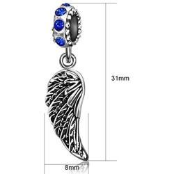 JMQJewelry Angel Wings Feathers Guardian Pendant Dangle Birthstone Charm Bead Fit Bracelets Christmas