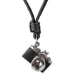 Isijie jewelry Retro Style,DIY Personality Antique Camera Pendant Necklace for Women/Men/Unisex(Alloy,Leather Rope 32.7'')