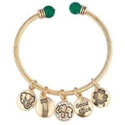 LUX ACCESSORIES Good Luck Charm Bangle Bracelet