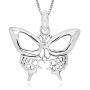 925 Sterling Silver Skull Butterfly Pendant Pendant Necklace, 18''