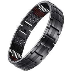 USWEL Magnetic Bracelets for Men Pure Titanium Bracelet with 591pcs Minerals, Adjustable