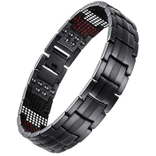USWEL Magnetic Bracelets for Men Pure Titanium Bracelet with 591pcs Minerals, Adjustable