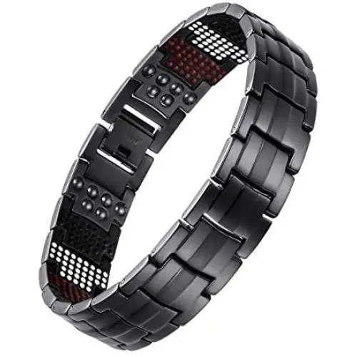 USWEL Magnetic Bracelets for Men Pure Titanium Bracelet with 591pcs Minerals, Adjustable USWEL Magnetic Bracelets for Men Pure Titanium Bracelet with 591pcs Minerals, Adjustable