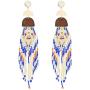 Beaded Tassel Earrings Dream-catcher Earrings Bohemian Statement For Girls Women Wood Multi Ear Jewelry