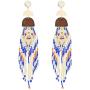 Beaded Tassel Earrings Dream-catcher Earrings Bohemian Statement For Girls Women Wood Multi Ear Jewelry