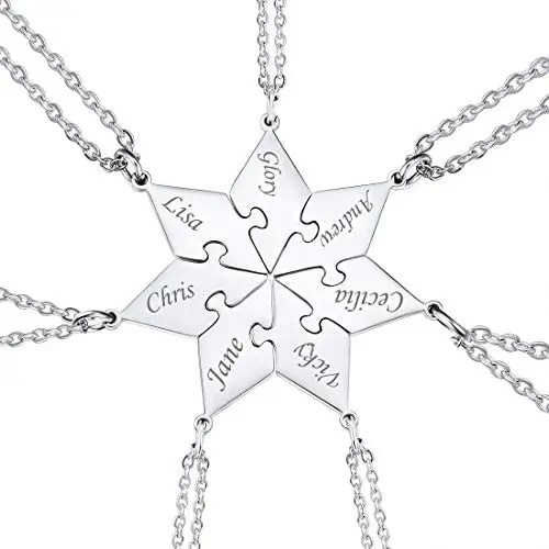BFF Necklace for 2/3/4/5/6 Stainless Steel Chain Personalized Family Love/Friendship Jewelry Set Free Engraving Heart Pendants BFF Necklace for 2/3/4/5/6 Stainless Steel Chain Personalized Family Love/Friendship Jewelry Set Free Engraving Heart Pendants
